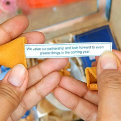 Personalized Corporate Gifts – Fortune Cookies Gift Boxes with Your Messages and Logo on Cookie Pouches